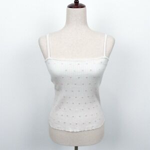 Vtg 90s Rampage Top Juniors 3 White Ribbed Sequins‎ Fairy Festival Dainty Y2K